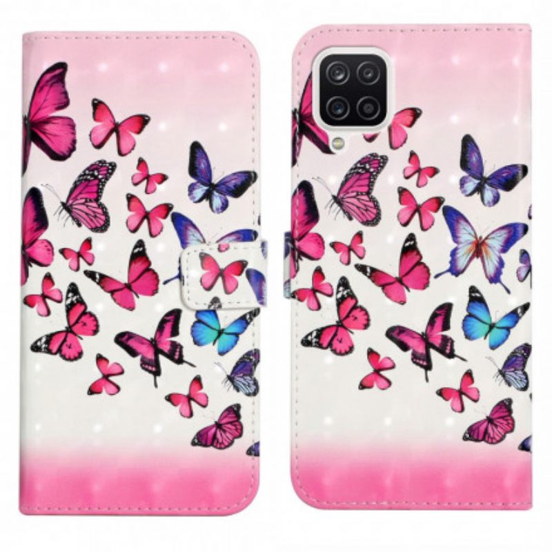 Θήκη Flip Samsung Galaxy A22 4G με κορδονι Flight Of Butterflies With Strap