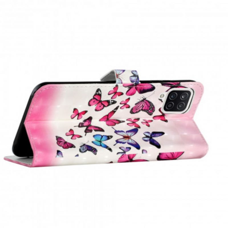 Θήκη Flip Samsung Galaxy A22 4G με κορδονι Flight Of Butterflies With Strap