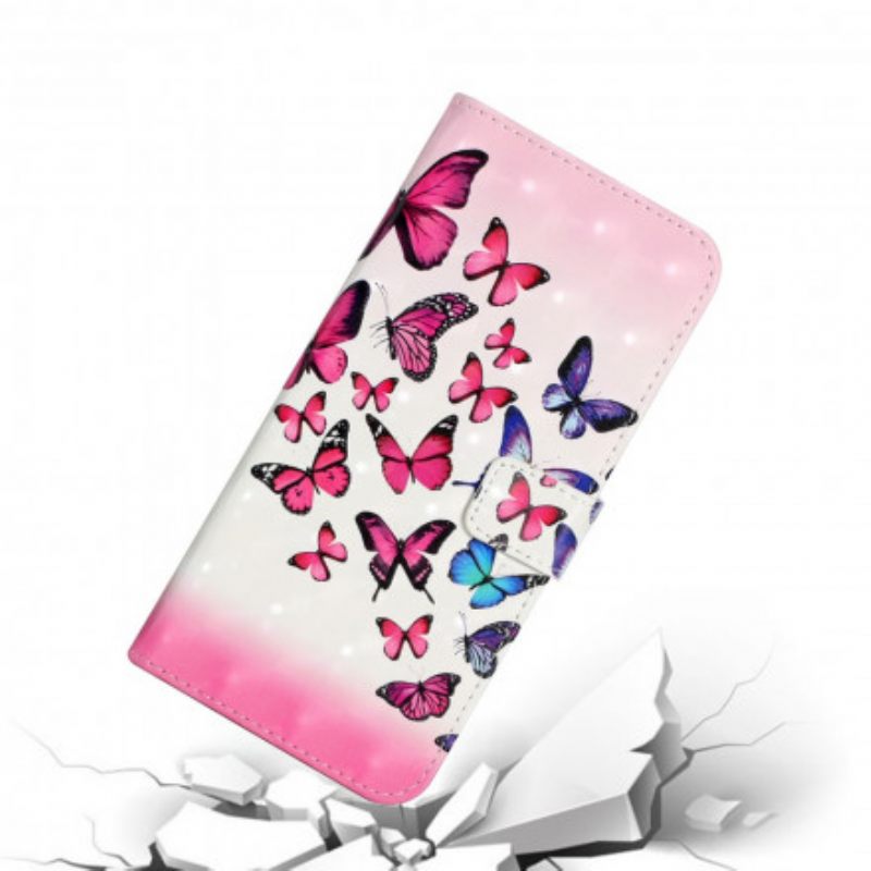 Θήκη Flip Samsung Galaxy A22 4G με κορδονι Flight Of Butterflies With Strap