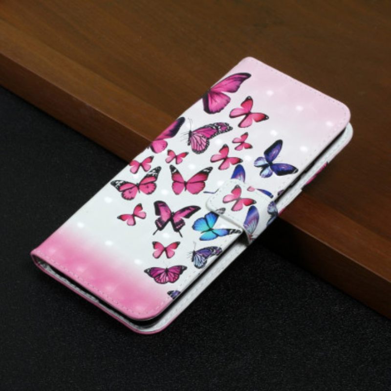 Θήκη Flip Samsung Galaxy A22 4G με κορδονι Flight Of Butterflies With Strap