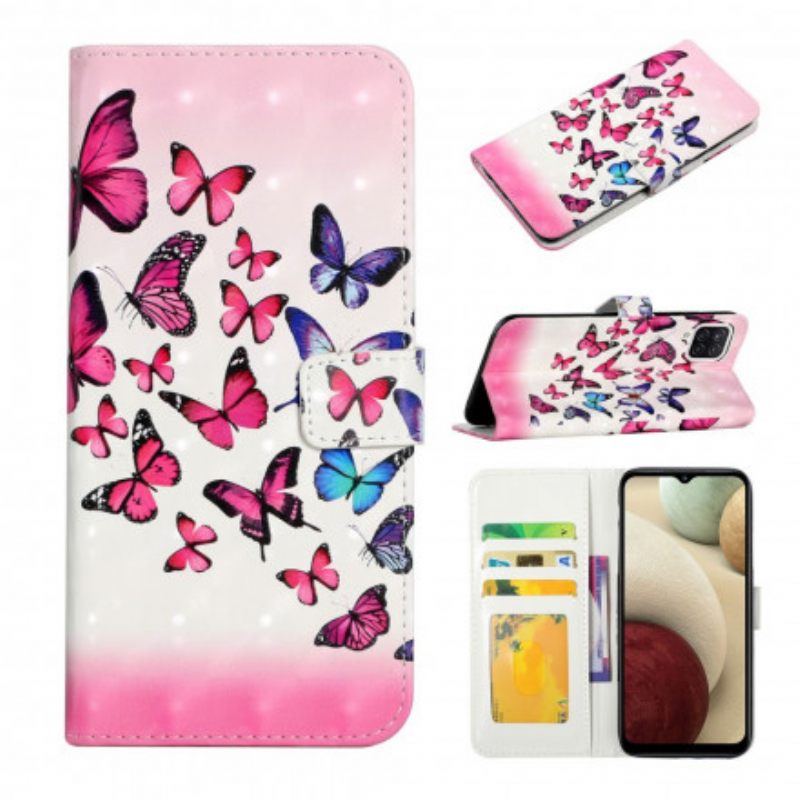 Θήκη Flip Samsung Galaxy A22 4G με κορδονι Flight Of Butterflies With Strap