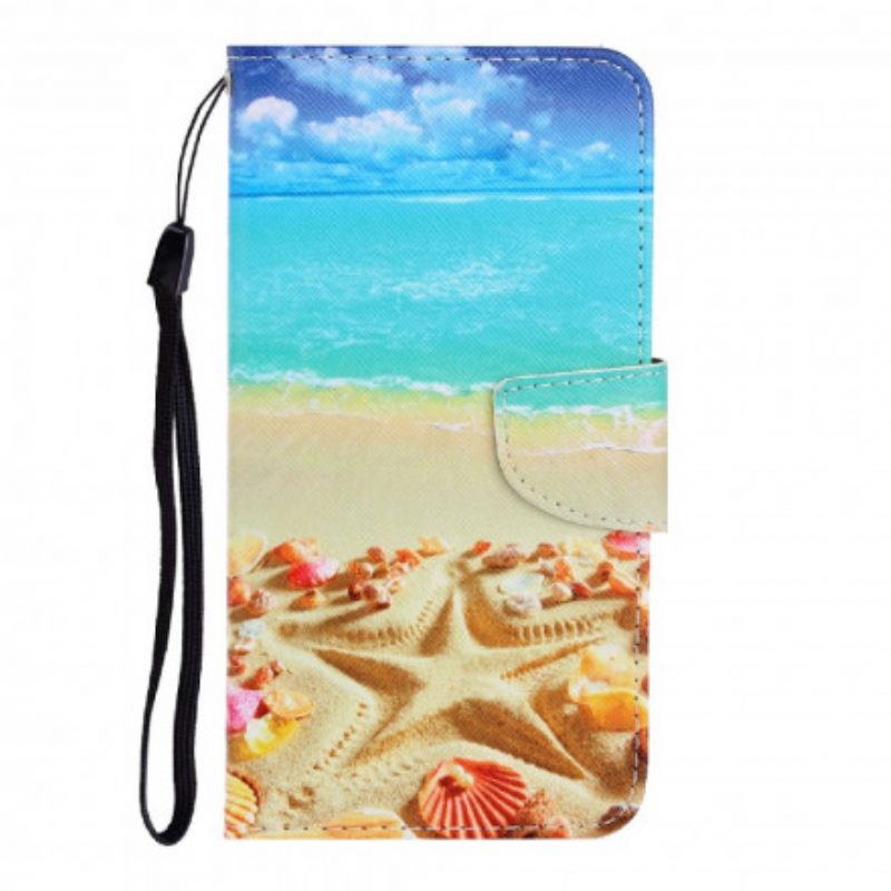 Θήκη Flip Samsung Galaxy A22 4G με κορδονι Strappy Beach