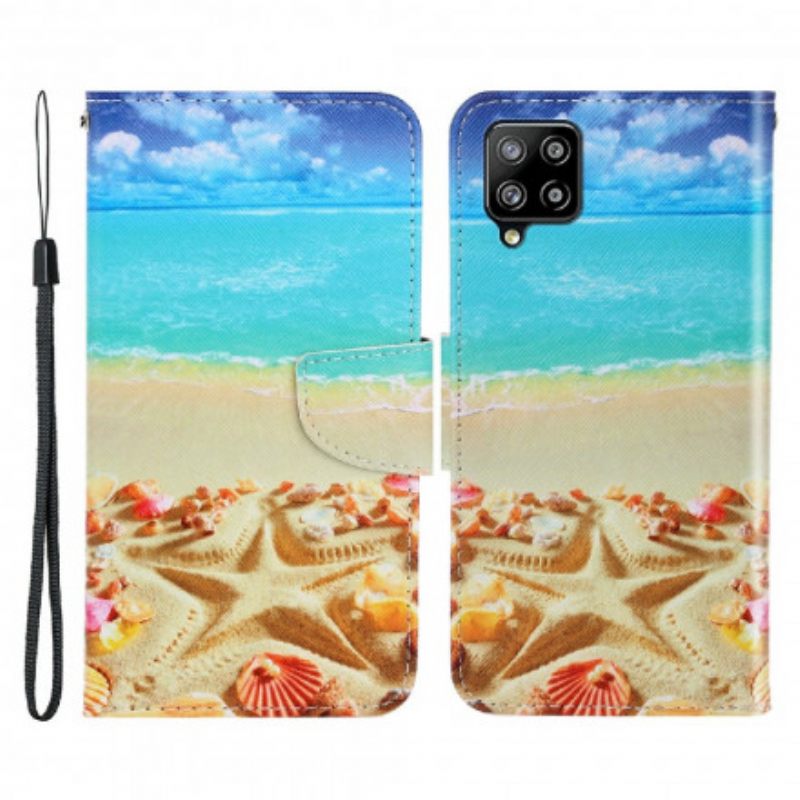 Θήκη Flip Samsung Galaxy A22 4G με κορδονι Strappy Beach