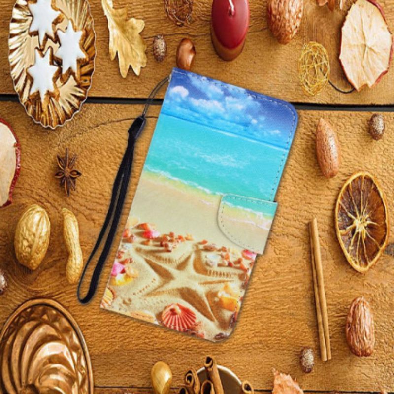 Θήκη Flip Samsung Galaxy A22 4G με κορδονι Strappy Beach