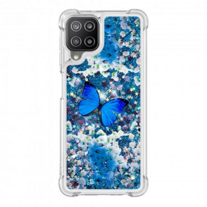 Θήκη Samsung Galaxy A22 4G Glitter Blue Butterflies