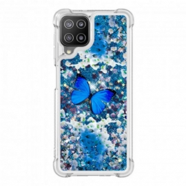 Θήκη Samsung Galaxy A22 4G Glitter Blue Butterflies