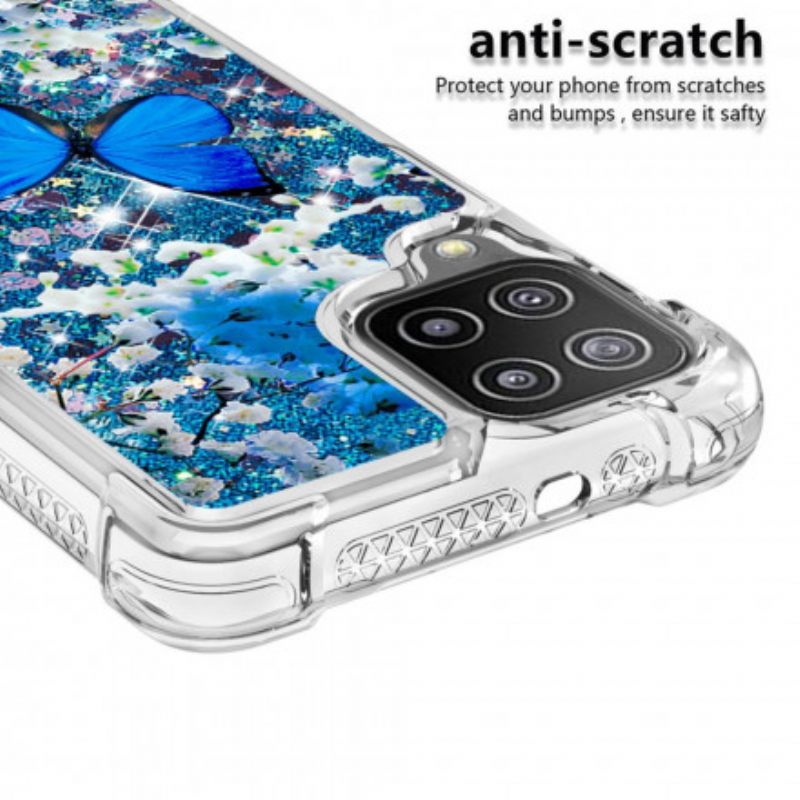 Θήκη Samsung Galaxy A22 4G Glitter Blue Butterflies