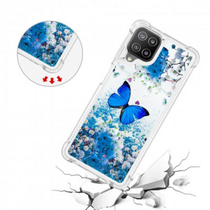 Θήκη Samsung Galaxy A22 4G Glitter Blue Butterflies