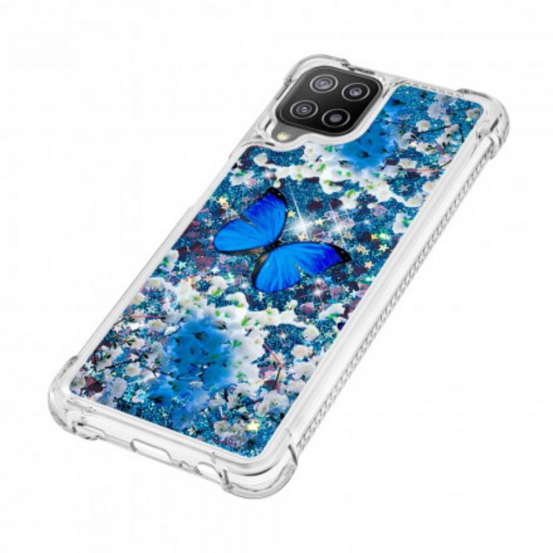 Θήκη Samsung Galaxy A22 4G Glitter Blue Butterflies