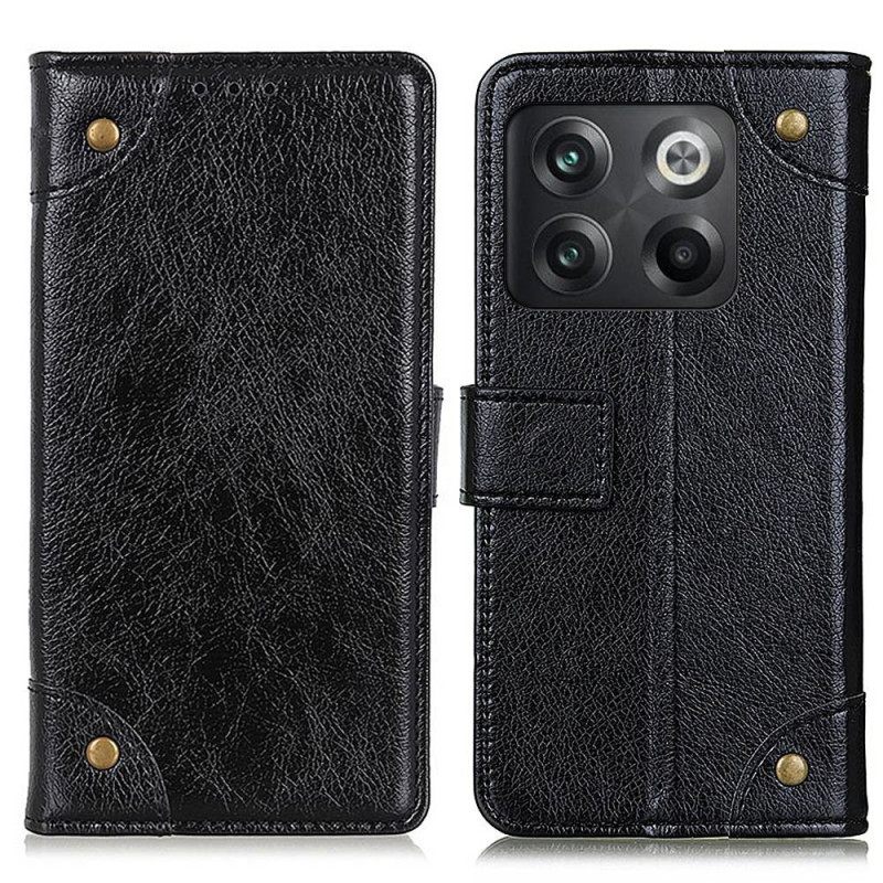 Κάλυμμα OnePlus 10T 5G Vintage Rivets Nappa Leather Style