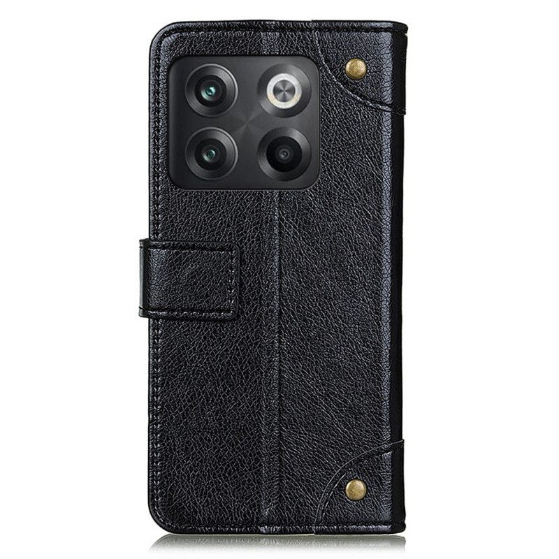 Κάλυμμα OnePlus 10T 5G Vintage Rivets Nappa Leather Style