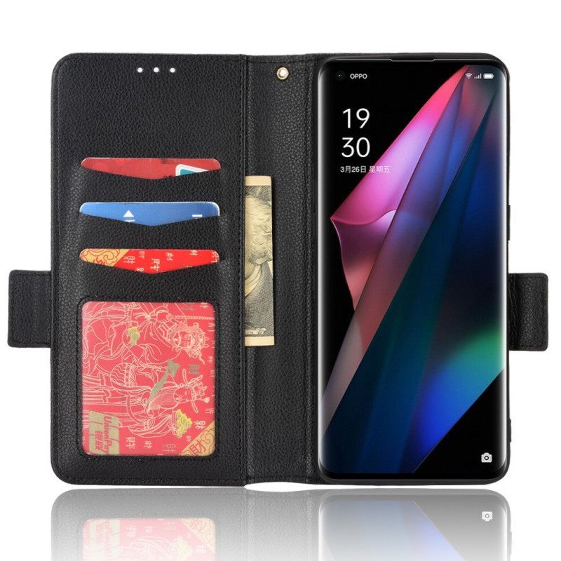 Κάλυμμα Oppo Find X3 Pro Θήκη Flip Flap Double Litchi Νέα Χρώματα