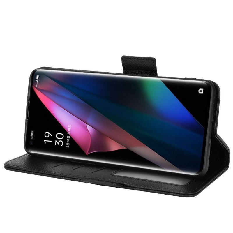 Κάλυμμα Oppo Find X3 Pro Θήκη Flip Flap Double Litchi Νέα Χρώματα