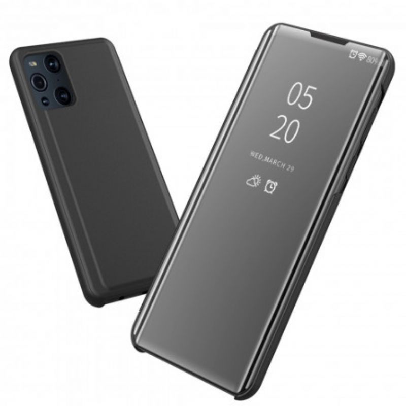 θηκη κινητου Oppo Find X3 Pro Καθρέφτης Και Ψεύτικο Δέρμα