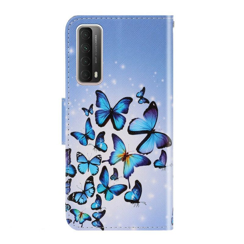 δερματινη θηκη Huawei P Smart 2021 με κορδονι Flight Of Strappy Butterflies