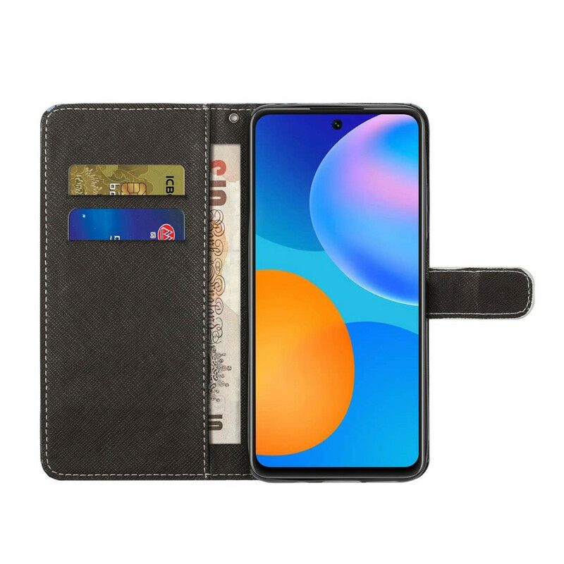 Θήκη Flip Huawei P Smart 2021 με κορδονι Strappy Leopard