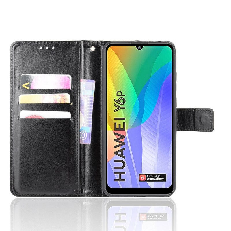 Θήκη Flip Huawei Y6p Λαμπερό Συνθετικό Δέρμα