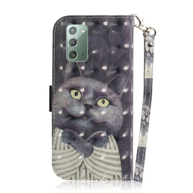 Κάλυμμα Samsung Galaxy Note 20 με κορδονι Γκρι Strappy Cat