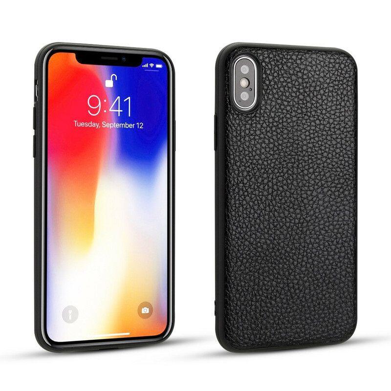 Θήκη iPhone X / XS Γνήσιο Δέρμα Litchi