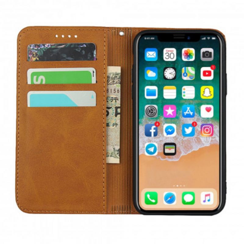 θηκη κινητου iPhone X / XS Θήκη Flip Δίχρωμο Δερμάτινο Εφέ Με Λουράκι