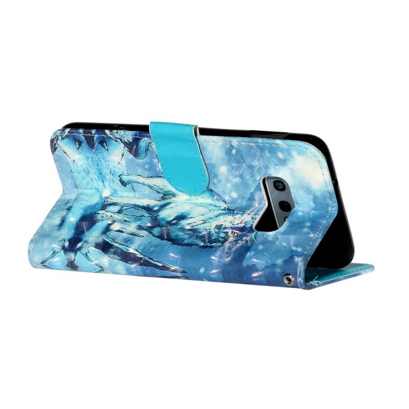 δερματινη θηκη Samsung Galaxy S10e με κορδονι Προβολείς Wolf Light Strap