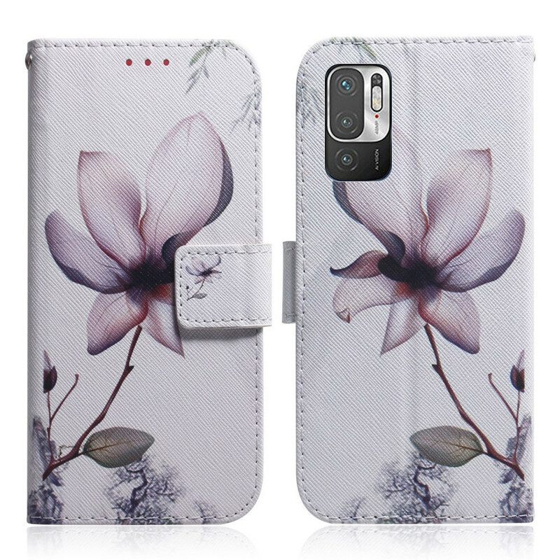 δερματινη θηκη Poco M3 Pro 5G Flower Dusty Pink