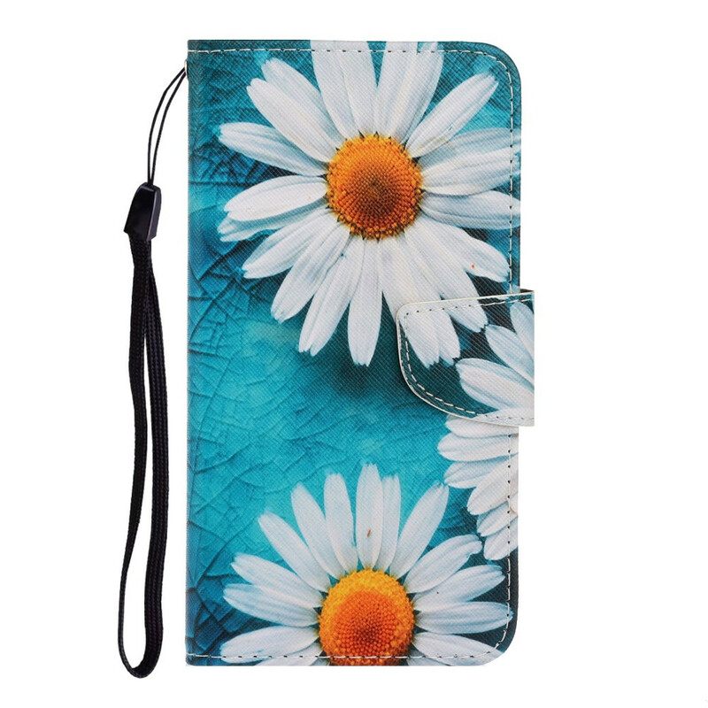 δερματινη θηκη Xiaomi Redmi Note 9 με κορδονι Strappy Daisies