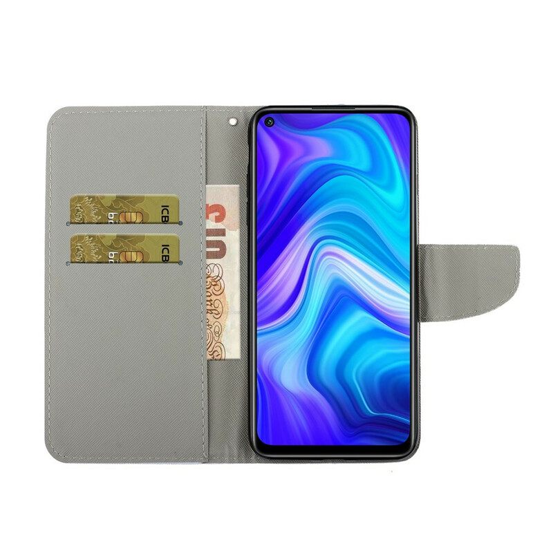 δερματινη θηκη Xiaomi Redmi Note 9 με κορδονι Strappy Daisies