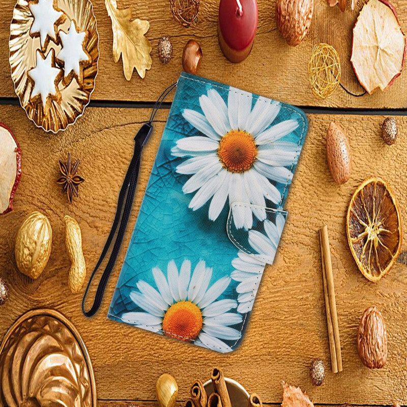 δερματινη θηκη Xiaomi Redmi Note 9 με κορδονι Strappy Daisies