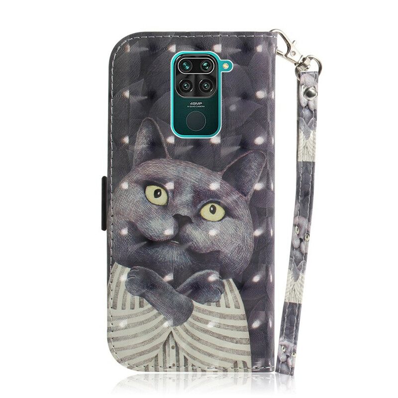 Κάλυμμα Xiaomi Redmi Note 9 με κορδονι Γκρι Strappy Cat