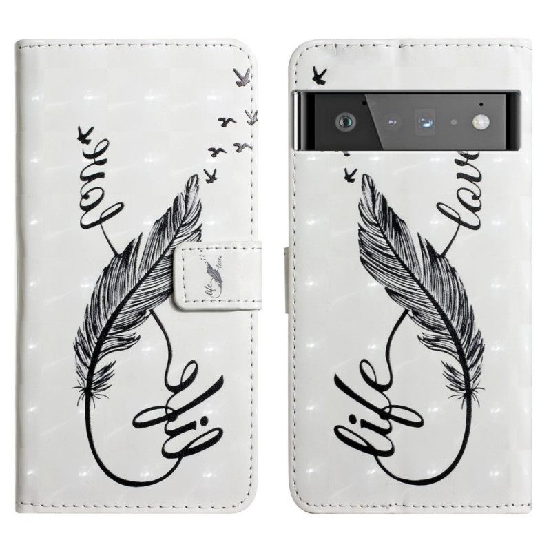 Θήκη Flip Google Pixel 6 Pro Feather Life And Love