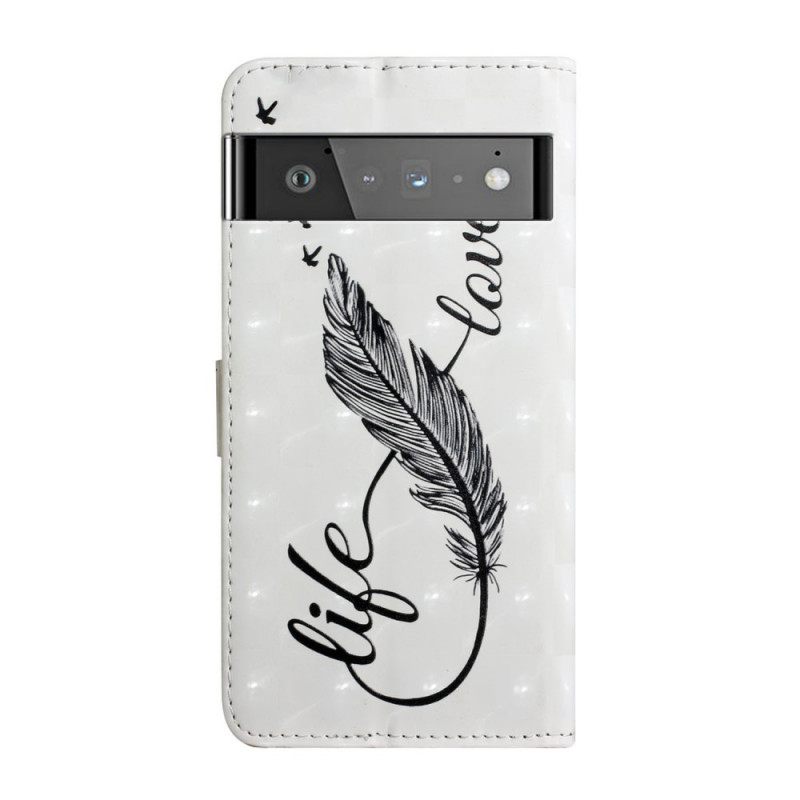 Θήκη Flip Google Pixel 6 Pro Feather Life And Love