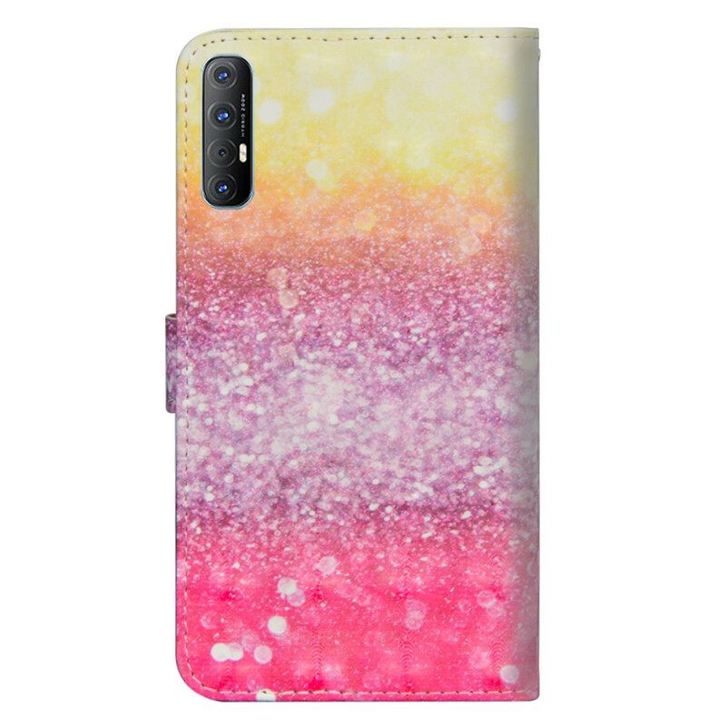 δερματινη θηκη Oppo Find X2 Neo Ματζέντα Glitter Gradient