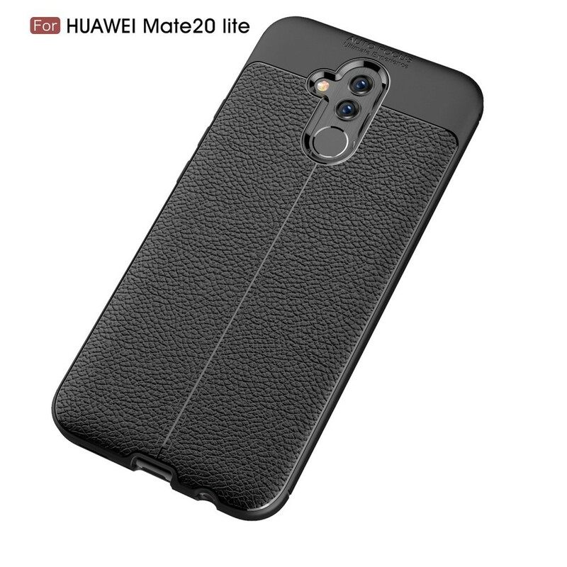 Θήκη Huawei Mate 20 Lite Διπλή Γραμμή Litchi Leather Effect