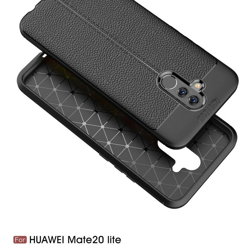 Θήκη Huawei Mate 20 Lite Διπλή Γραμμή Litchi Leather Effect