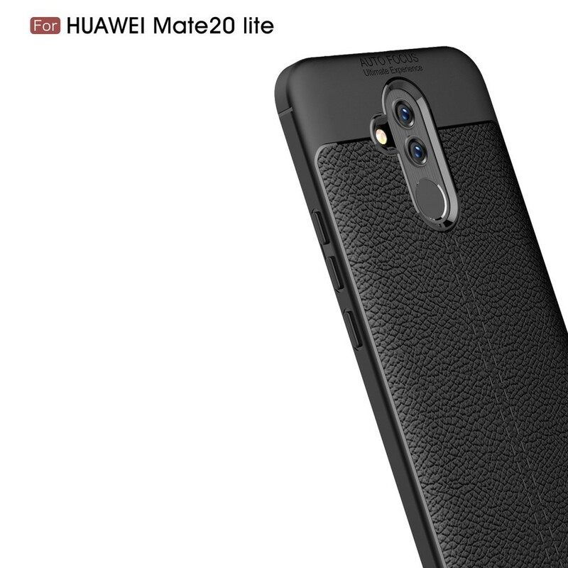 Θήκη Huawei Mate 20 Lite Διπλή Γραμμή Litchi Leather Effect