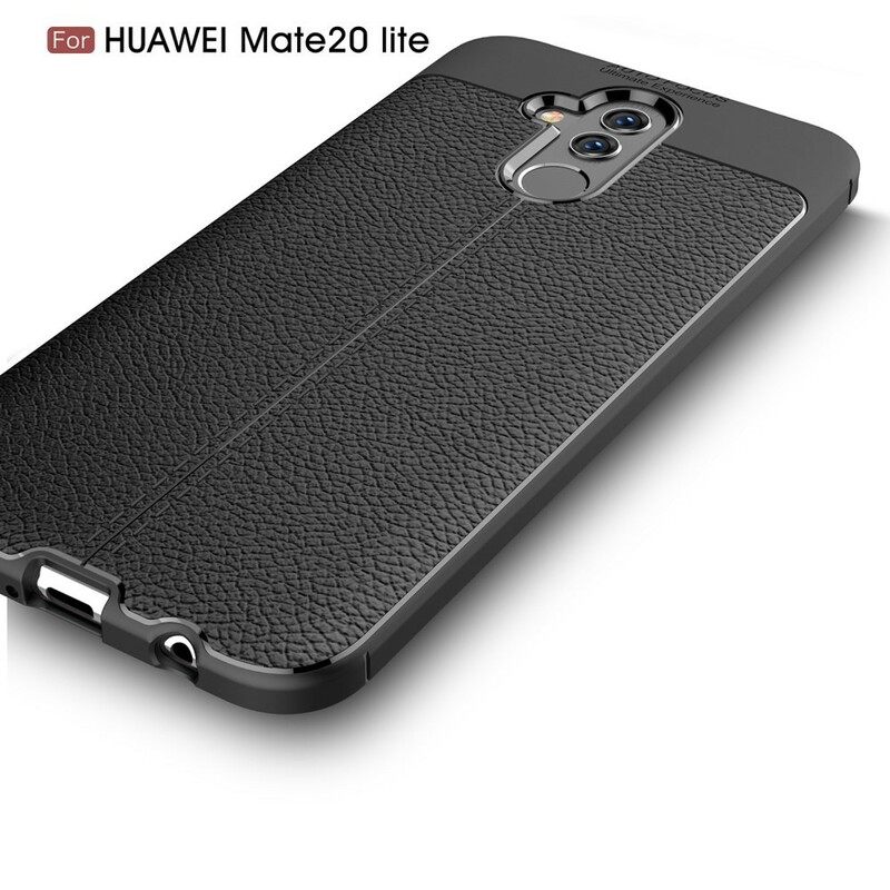 Θήκη Huawei Mate 20 Lite Διπλή Γραμμή Litchi Leather Effect