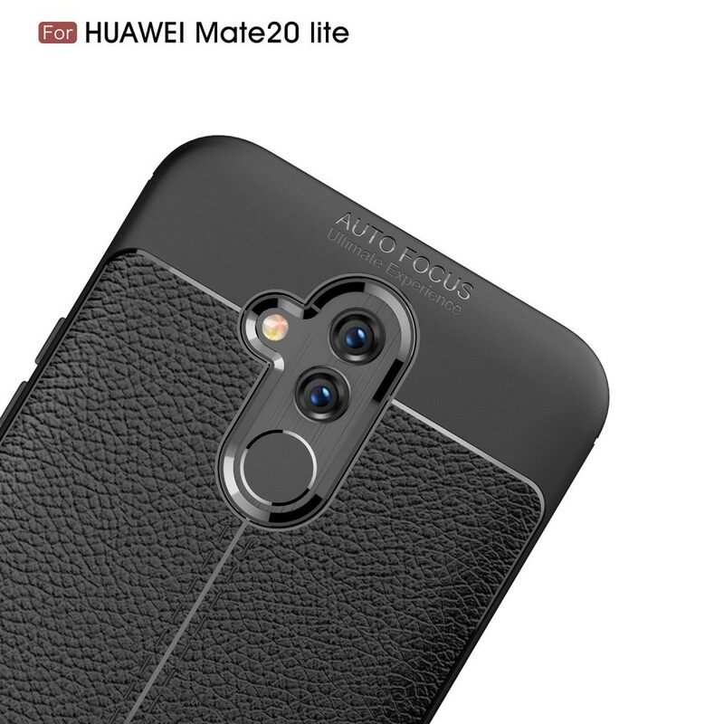 Θήκη Huawei Mate 20 Lite Διπλή Γραμμή Litchi Leather Effect