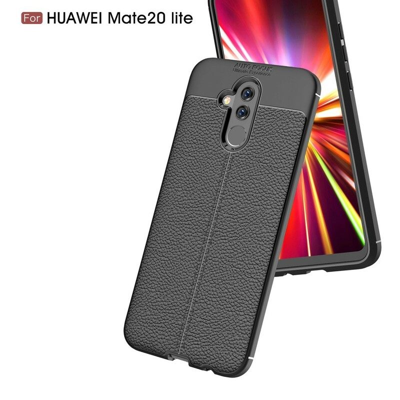 Θήκη Huawei Mate 20 Lite Διπλή Γραμμή Litchi Leather Effect