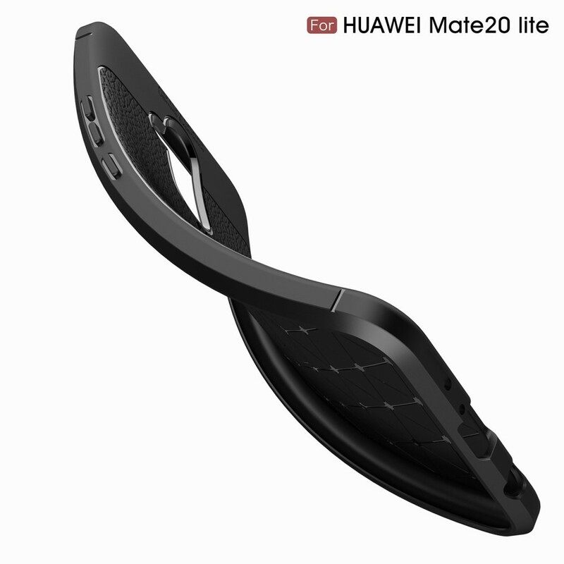 Θήκη Huawei Mate 20 Lite Διπλή Γραμμή Litchi Leather Effect