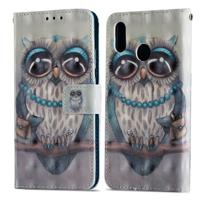 δερματινη θηκη Huawei P20 Lite Miss Owl 3d