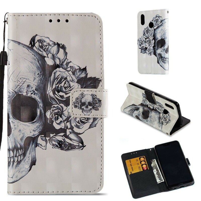 Θήκη Flip Huawei P20 Lite Flowery Skull 3d