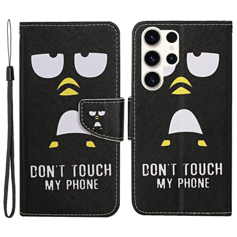 Δερματινη Θηκη Samsung Galaxy S24 Ultra 5g Penguin Don't Touch My Phone Lanyard