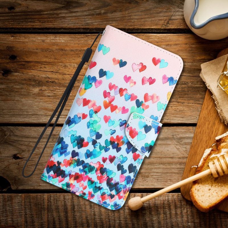 Δερματινη Θηκη Samsung Galaxy S24 Ultra 5g Rain Of Hearts With Strap