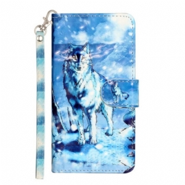 Δερματινη Θηκη Samsung Galaxy S24 Ultra 5g Snow Wolf With Strap Σιλικόνης