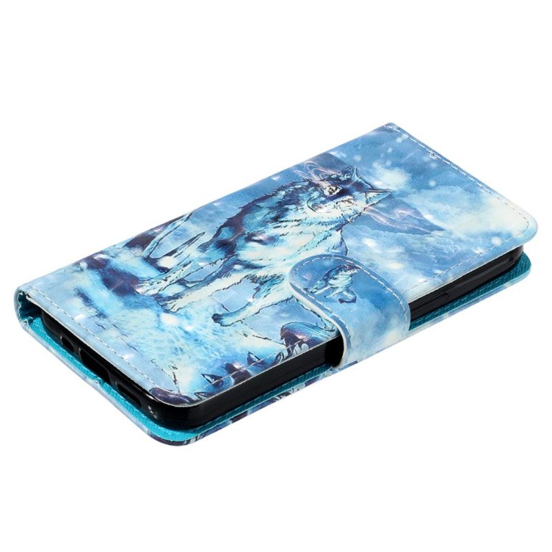 Δερματινη Θηκη Samsung Galaxy S24 Ultra 5g Snow Wolf With Strap Σιλικόνης