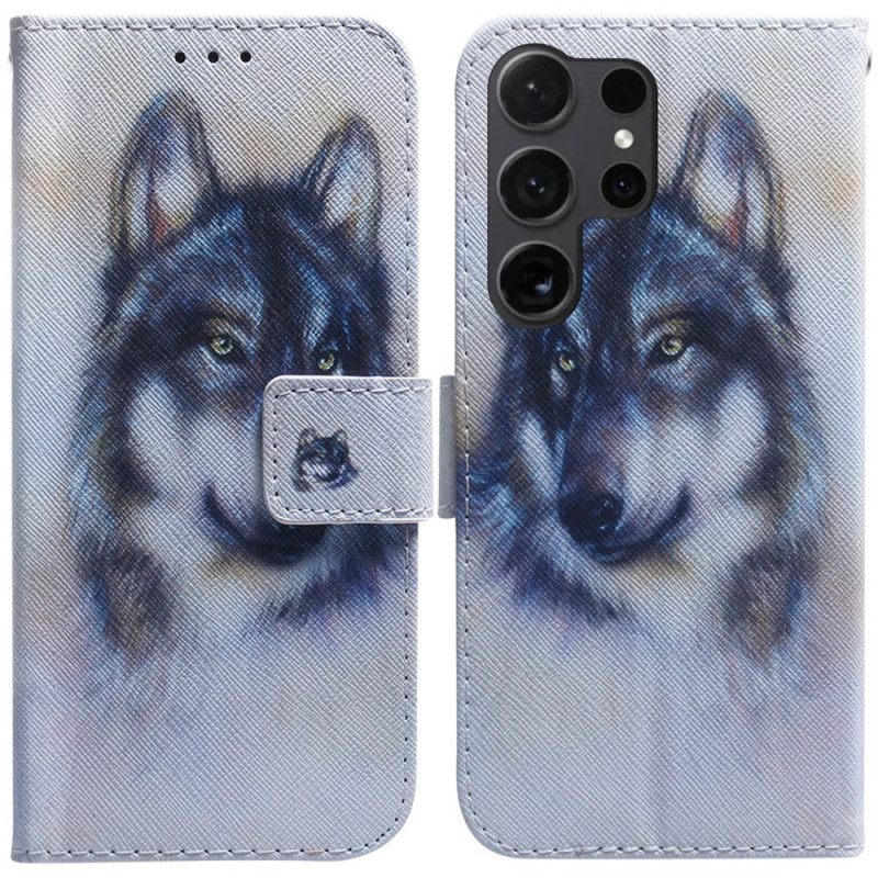 Δερματινη Θηκη Samsung Galaxy S24 Ultra 5g Wolf Watercolor