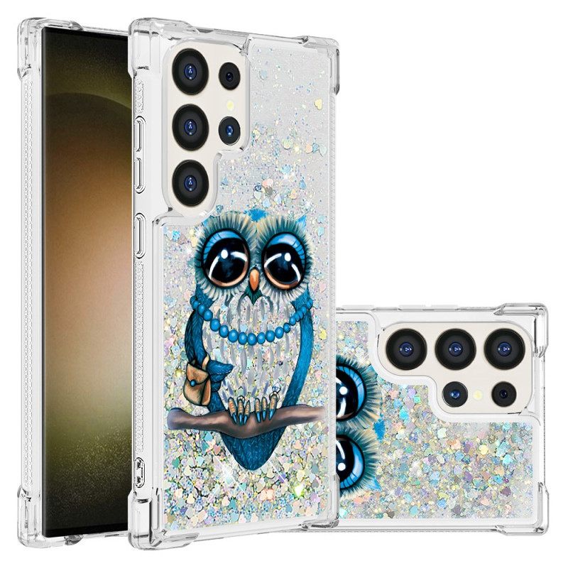 Κάλυμμα Samsung Galaxy S24 Ultra 5g Κουκουβάγια Glitter Σιλικόνης