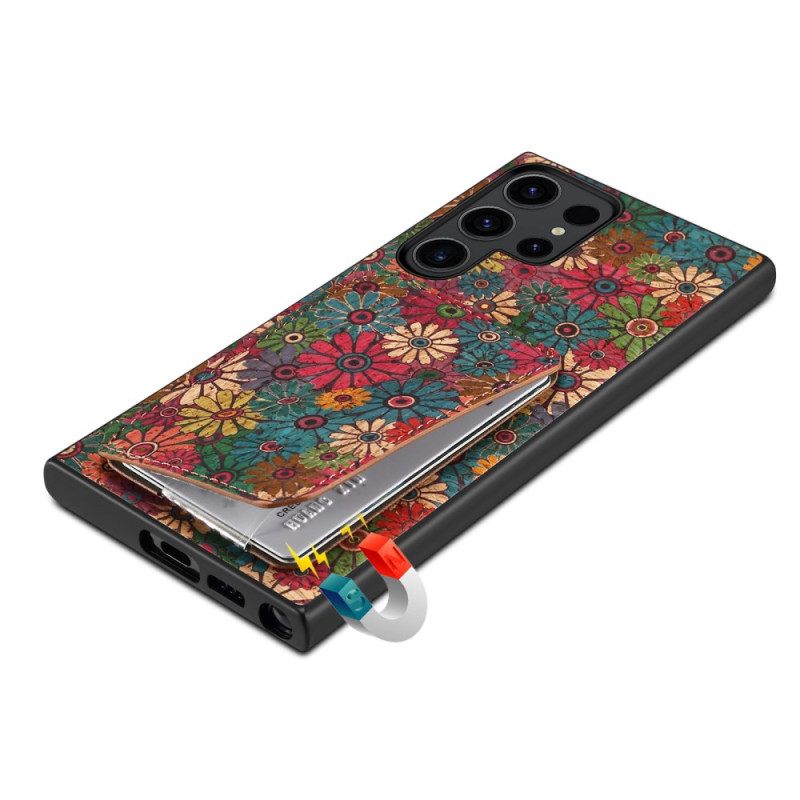 Κάλυμμα Samsung Galaxy S24 Ultra 5g Με Floral Card Holder