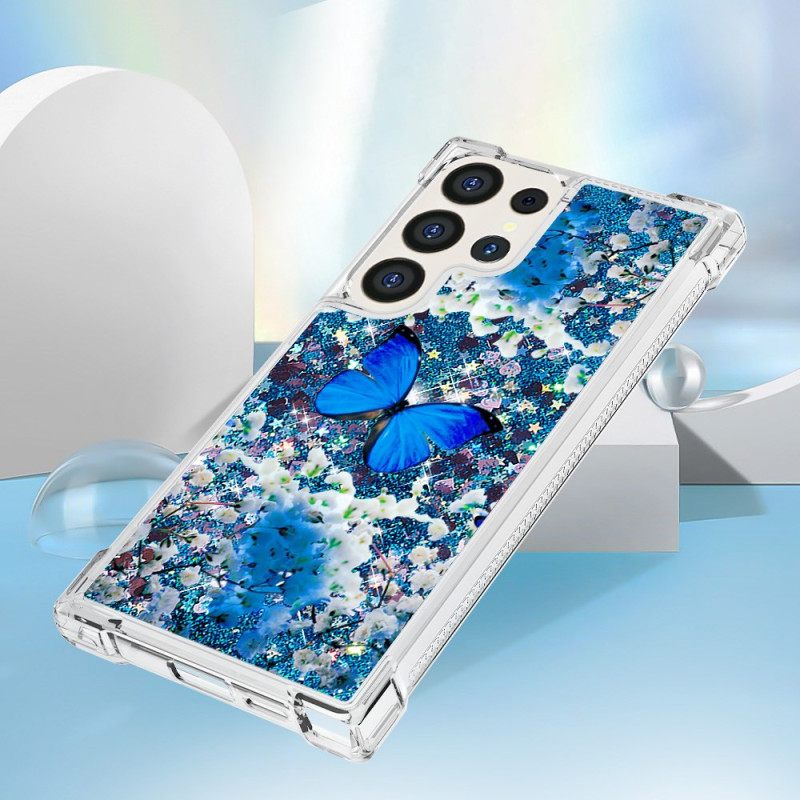 Κάλυμμα Samsung Galaxy S24 Ultra 5g Θήκες Κινητών Blue Butterfly Glitter